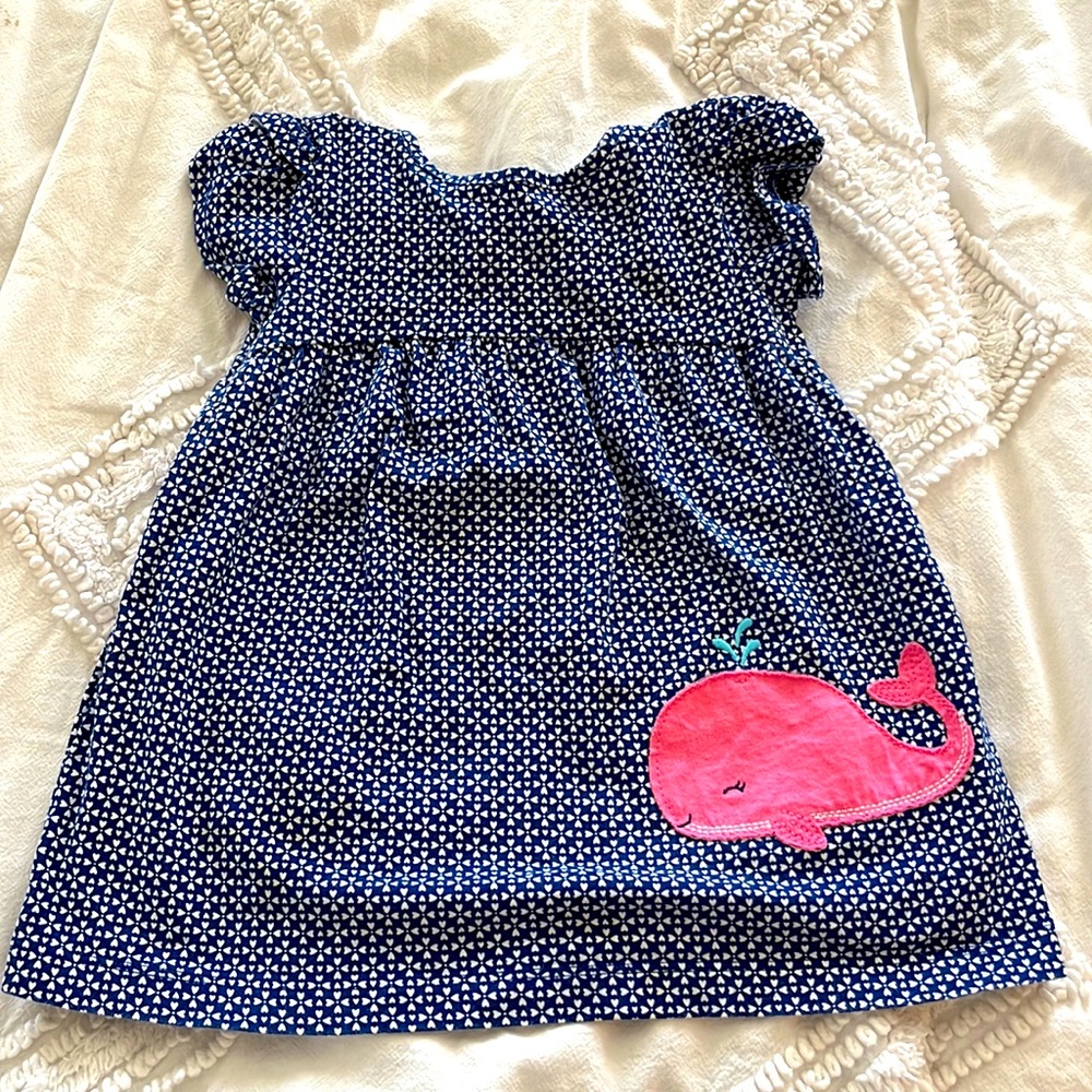 Carters blue whale dress 12 months